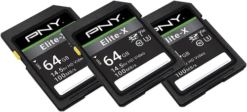 Miniatura 2 de PNY Tarjeta de memoria flash Elite-X Class 10 U3 V30 SDXC de 64 GB, 100 MB/s, clase 10, U3, V30, 4K UHD, Full HD, UHS-I, tamaño completo