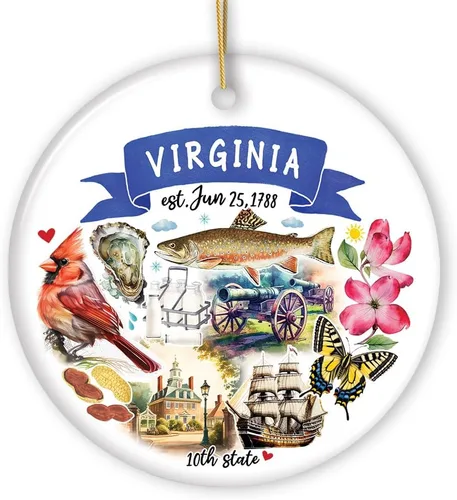 Miniatura 31 de Recuerdos coleccionables de cerámica de EE. UU. - Adornos navideños artísticos con temas y monumentos estatales de Tennessee