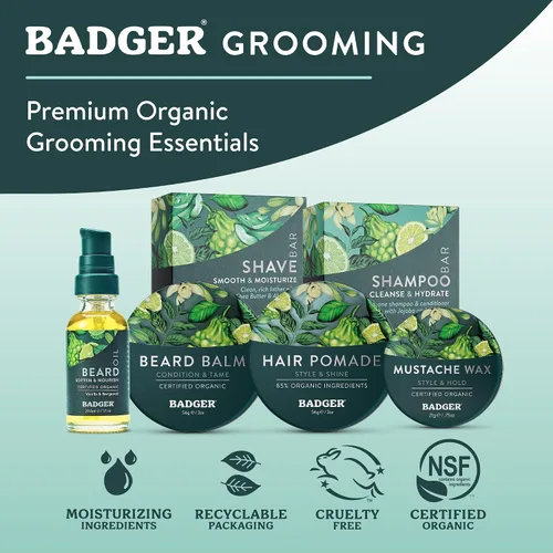 Miniatura 6 de Badger Kit de aseo para barba, aceite para barba y bálsamo para barba, Babassu y jojoba, certificado orgánico, acondicionador sin enjuague