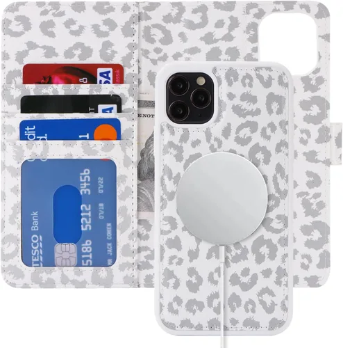 Miniatura 17 de Havaya Funda para iPhone 11 Pro Max con tarjetero y llavero, soporte de cuero, a prueba de golpes, con ranuras para tarjetas de crédito, cremallera