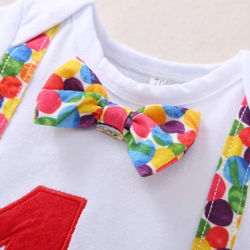 Miniatura 39 de IDOPIP Traje formal para bebé niño para el primer cumpleaños de Cake Smash con corbatín y tirantes y pantalones cortos para sesión de fotos