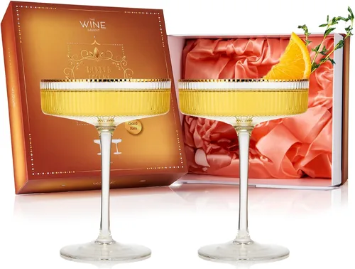 Miniatura 9 de Copas vintage Art Deco Coupé, Martini, champán y cóctel de 7 onzas, juego de 2 unidades, cristalería de cóctel Sidecar para champán, cristalería