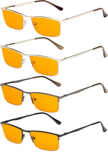 Eyekepper Paquete de 4 lentes de lectura de calidad de medio borde con bisagras de resorte, incluye lectores de computadora para mujeres y hombres