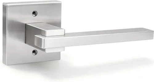 Miniatura 13 de Orger Paquete de 1 manija de puerta de paso negra para pasillo y armario, juego de manijas sin bloqueo, roseta cuadrada sin llave, reversible