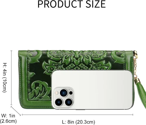 Miniatura 6 de PIJUSHI Billeteras de cuero para mujer, cartera floral con tarjetero