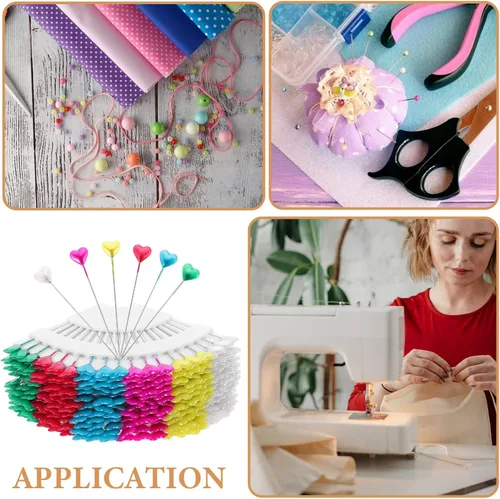 Miniatura 8 de COHEALI Alfileres de costura con forma de corazón, 2.16 pulgadas, agujas de posicionamiento perlado para boda, manualidades, bordado, suministros