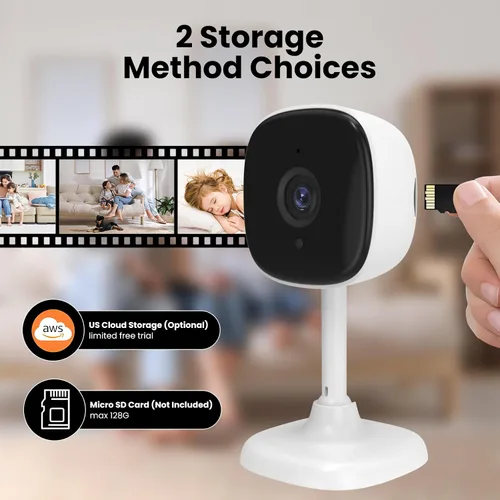 Miniatura 3 de AMOROM Paquete de 2 cámaras de seguridad con cable 1080P para interiores, cámaras interiores para el hogar, para perros, gatos, mascotas, niñeras