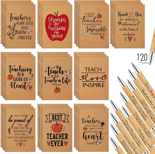 Miniatura 8 de Kosiz 60 piezas de regalos de agradecimiento para profesores de graduación a granel, cuadernos de papel kraft inspiradores de bambú, mini diario