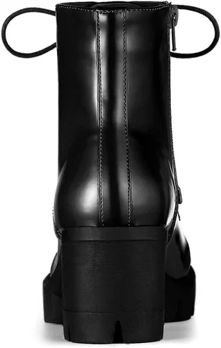 Miniatura 4 de Allegra K Botas de combate con plataforma y tacón grueso para mujer