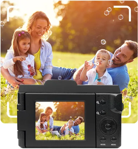 Miniatura 7 de Cámara digital de 1080p para fotografía, mini cámara de vlogging con pantalla grande HD de 2.4 pulgadas, zoom digital de 16x, lente desmontable