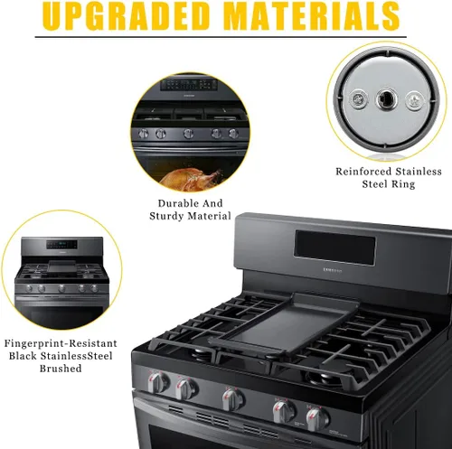 Miniatura 3 de GTPARTS DG64-00473B Perillas de estufa compatibles con estufa de gas Samsung, reemplazos de horno, quemador de gas, pomos negros con anillo en D