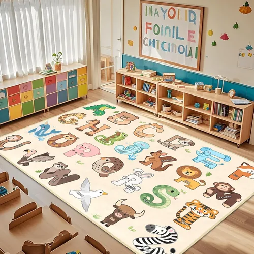 Miniatura 19 de Alfombras infantiles para sala de juegos, alfombra ABC de 2.5 x 4 pies para niños pequeños, alfombra de aprendizaje educativo, alfombra