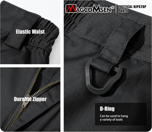 Miniatura 6 de MAGCOMSEN Pantalones tácticos para hombre con 9 bolsillos Ripstop, repelente al agua, pantalones cargo para el trabajo, senderismo, caza