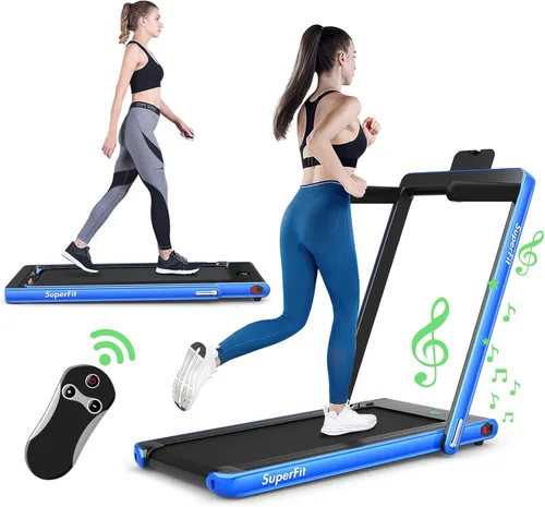 Miniatura 14 de GYMAX Caminadora plegable de 2.25 HP con pantalla LED, control remoto e inteligente de aplicaciones, 2 en 1 para debajo del escritorio, caminadora