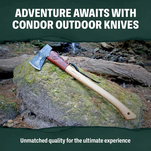 Miniatura 6 de Condor Tool & Knife Blue River Tomahawk - Tomahawk táctico de alta calidad con hoja de acero de alto carbono 1095 - Mango ergonómico de nogal
