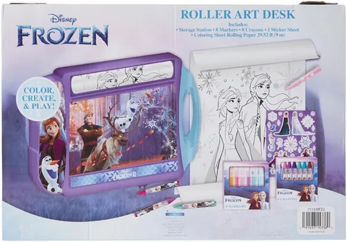 Miniatura 8 de Innovative Designs - Set de escritorio de arte con rodillos Disney Frozen para niñas y niños, actividad de colorear para viajar, con crayones