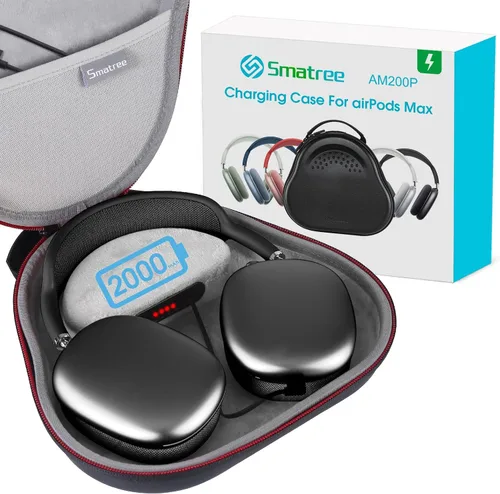 Miniatura 10 de Smatree Funda de carga para auriculares AirPods Max/AirPods Max 2, carga USB-C, bolsa de carga de batería de 2000 mAh con modo de suspensión, funda
