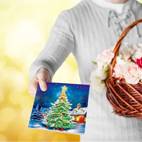 Miniatura 3 de LUSandy 8 paquetes de tarjetas de Navidad con pintura de diamante 5D para adultos, gnomos de Navidad, tarjetas de felicitación de arte de Papá Noel