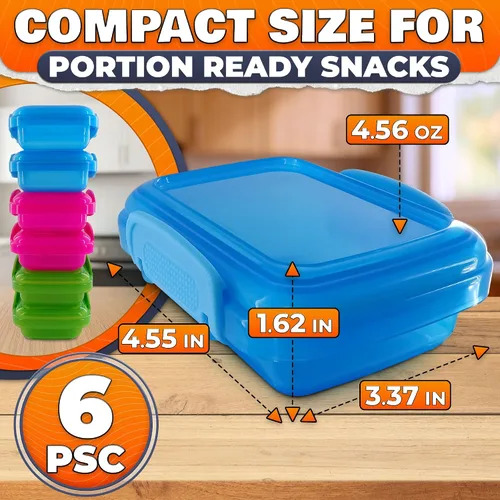 Miniatura 2 de 6 recipientes de aperitivos con tapa con tapa – Contenedores pequeños de almacenamiento de 4.6 onzas – Aptos para microondas y lavavajillas, 2 clips
