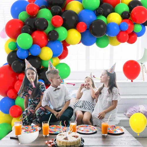 Miniatura 2 de Kit de arco de globos rojo, amarillo, verde, azul, negro, globo rojo, azul, amarillo, negro, globos para niños y niñas, robot, carnaval, circo, Rojo
