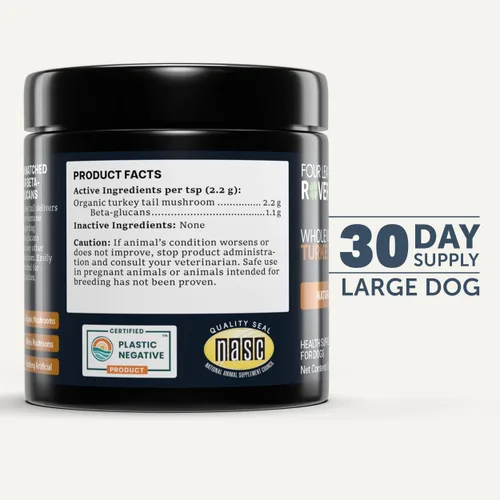 Miniatura 8 de Hongo de cola de pavo para perros, extracto de hongo orgánico entero, más del 50% de beta-glucano, probado por terceros, fabricado en los Estados