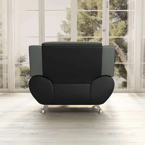 Miniatura 6 de Container Furniture Direct Silla y sofá de piel sintética de estilo moderno con reposabrazos extra cómodos, ideal para sala de estar, dormitorio u
