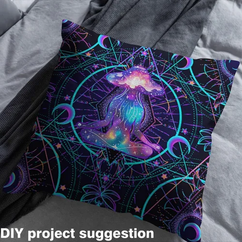 Miniatura 3 de The Yard - Tela de hongos con forma humana de The Yard Moon Star Galaxy Starry Sky DIY Craft Hobby Tela por Yard Cool Purple Ombre Geométrico Líneas