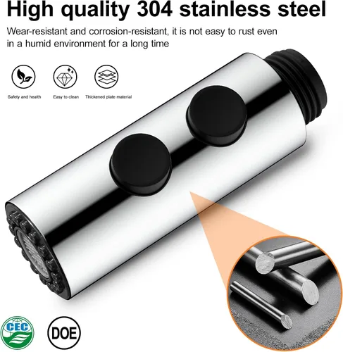Miniatura 2 de TIORIY Reemplazo de cabezal de grifo de fregadero de cocina de metal, cabezal rociador de grifo de cocina cromado con 10 adaptadores, boquilla Cromo