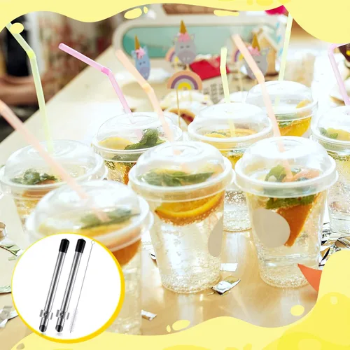Miniatura 6 de Lasnten Paquete de 2 perforadores de paja para tapas de plástico, vasos de limonada, herramientas de perforación de acero inoxidable para bebidas