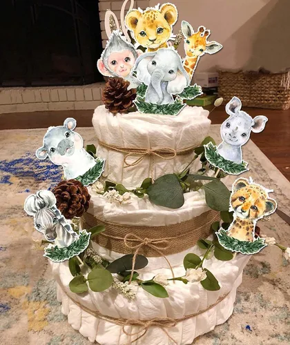 Miniatura 5 de 24 palos de centro de mesa de safari, decoración de fiesta de baby shower de animales de la selva para niños y niños, suministros de fiesta temática