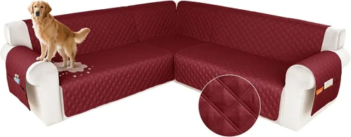 Miniatura 23 de HDCAXKJ Funda impermeable para sofá modular en forma de L, fundas seccionales de esquina lavables, a prueba de mascotas, protector de muebles