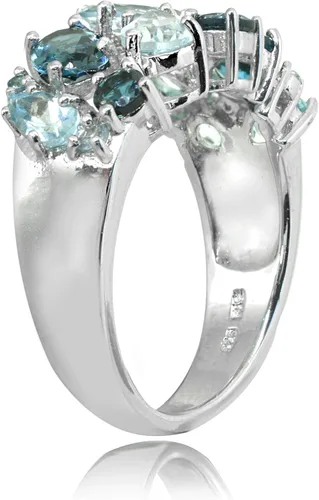 Miniatura 2 de Ice Gems Anillo de plata de ley con topacio azul auténtico de Londres y topacio azul