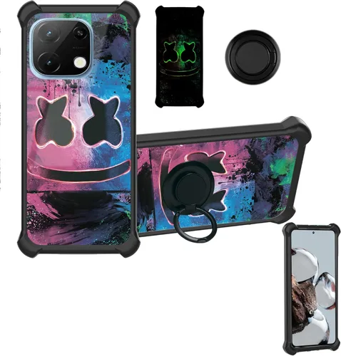 Miniatura 51 de Aroepurt Funda compatible con Nothing Phone 2a Phone Case Cover [PC duro + silicona suave] [soporte de anillo] [efecto luminoso] YGH-BQ