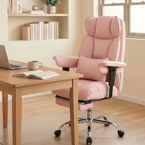 Miniatura 2 de Efomao Silla de oficina grande y alta de 400 libras, silla de escritorio reclinable resistente con reposapiés, silla ejecutiva de piel sintética
