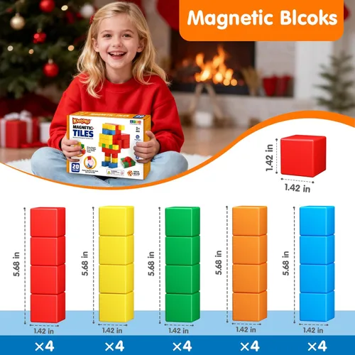 Miniatura 7 de Bloques Magnéticos para Juguetes de Niños Pequeños, Juguetes de Bloques de Construcción de 1.42 Pulgadas para Niños y Niñas de 3 4 5 6 7 8+ Años