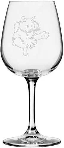 Miniatura 26 de Copa de vino de 12.75 onzas con temática de gato abisinio grabada para todo uso