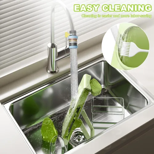 Miniatura 10 de Eletronova Cortadora de mandolina segura para cocina, cortador de verduras para cocina Verde oscuro claro