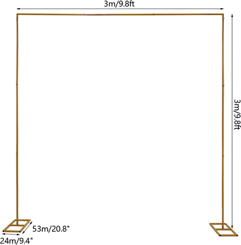 Miniatura 2 de Soporte de telón de fondo de 10x10 pies de alta resistencia con base, kit de tubos de soporte de telón de fondo de oro para boda, soporte de arco