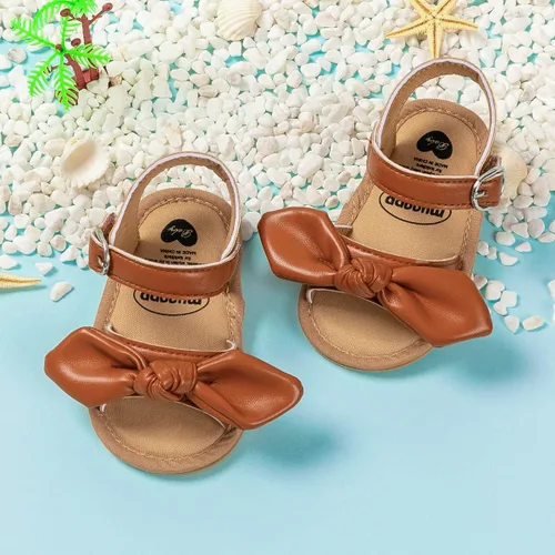 Miniatura 100 de Meckior Sandalias de verano con punta abierta y suave de piel sintética para bebés y niñas pequeñas