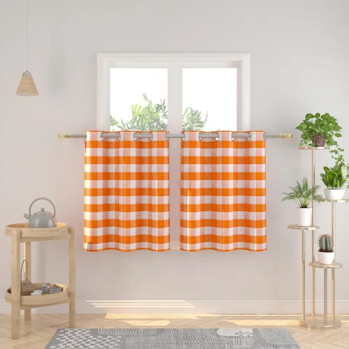 Miniatura 89 de Cortinas de 24 pulgadas de largo con diseño Buffalo Check Gingham Plaid para ventanas de cocina y baño, tratamiento para ventanas con 2 paneles