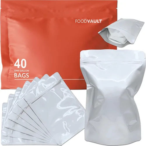 Miniatura 9 de Bolsas de Mylar de 1 cuarto de galón, grosor total de 16 mil, bolsas de Mylar resellables de pie para almacenamiento de alimentos, liofilización