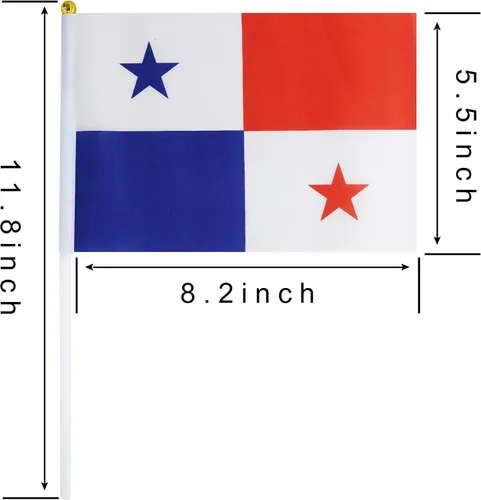 Miniatura 2 de Paquete de 25 banderas nacionales pequeñas de mano de panamá panameño, con parte superior redonda, suministros de decoración de fiesta
