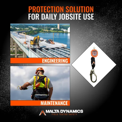 Miniatura 6 de Malta Dynamics Pygmy Hog - Línea de Vida Autorretráctil de 11 Pies (SRL) - Cordón Retráctil de Protección Contra Caídas que Cumple con OSHA y ANSI