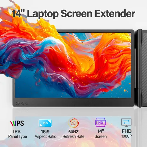Miniatura 2 de Nuevo monitor portátil extensor de pantalla para laptop mejorado, pantalla IPS FHD de 1080P, extensor de monitor para laptop, compatible con plug &