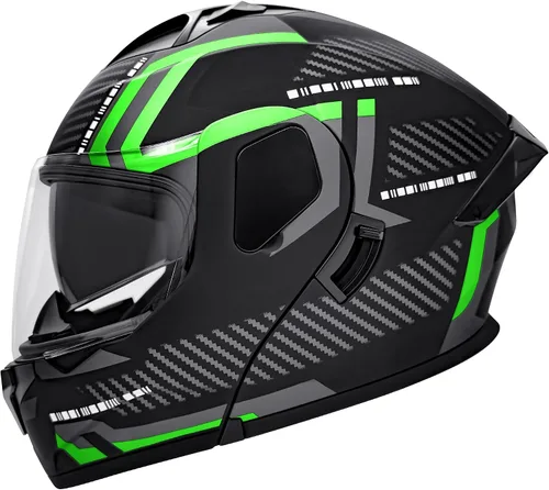 Miniatura 10 de Cascos modulares abatibles de doble visera para motocicleta, de cara completa, para adultos, BMX, de cuatro ruedas, para hombres y mujeres, aprobado