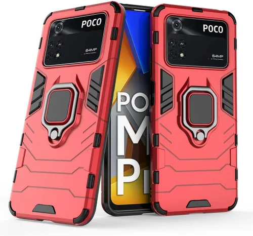 Miniatura 7 de MaiJin Compatible con funda Xiaomi Mi Poco M4 Pro 4G, soporte de anillo de metal a prueba de golpes (funciona con soporte magnético para automóvil)