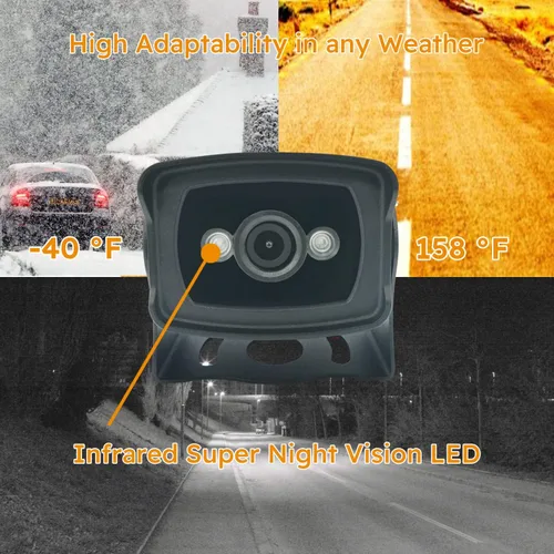 Miniatura 7 de VMS 1080P HD Sistema de cámara de respaldo para vehículos, entrada de señal de 2 videos, monitor IPS de 7 pulgadas de ancho