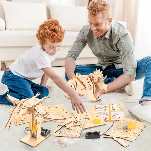 Miniatura 7 de Kits STEM de dinosaurios para niños de 8 a 10 a 12 años, juguetes de construcción de madera 4 en 1 para niños de 8 a 12 años, kit de carpintería