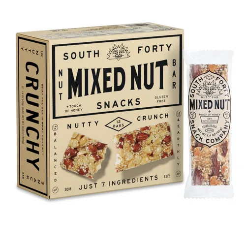 Miniatura 12 de South 40 Snacks - Barras de nueces crujientes, mezcla de 6 paquetes variados, toque de miel, proteína natural (barra de 1.41 onzas, paquete de 12)