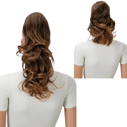 Miniatura 22 de PRETTYSHOP 16 o 20 pulgadas clip para el pelo en extensión cola de caballo 2 en 1 rizada resistente al calor